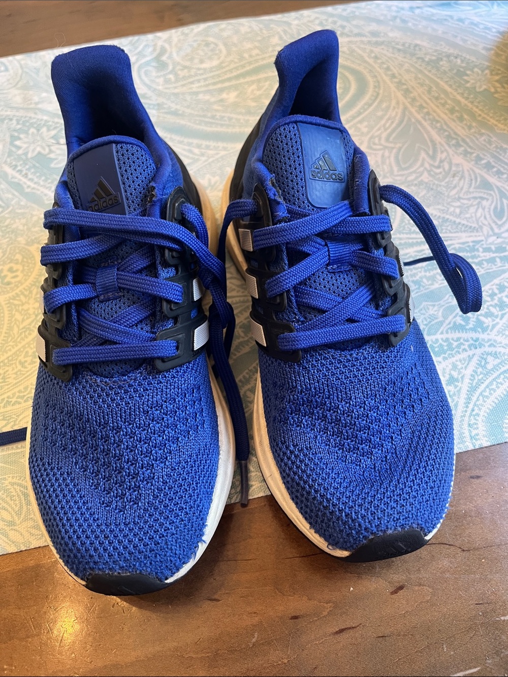Adidas UBounce DNA 'Semi Lucid Blue' Boy 2 Royal Blue Knit Running Sneakers EUC
